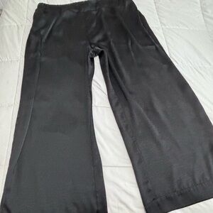 Satin Black Wide-Leg Pants